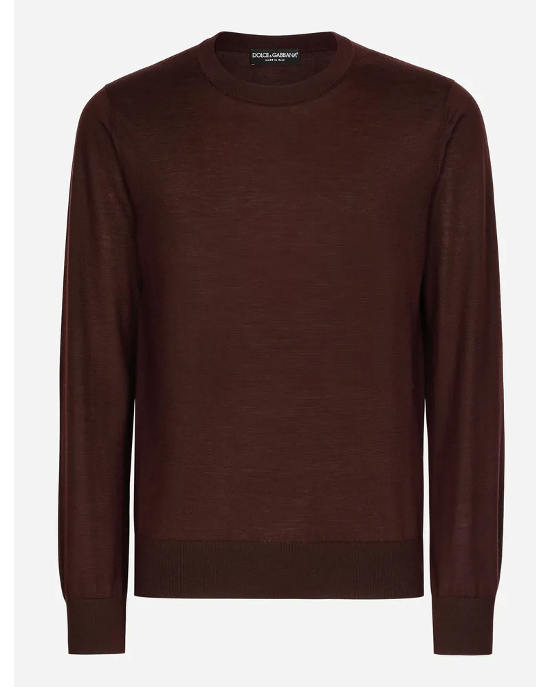 Dolce & Gabbana Maglia Girocollo In Cashmere Extrafine - Uomo Maglieria Bordeaux Cashmere Vino