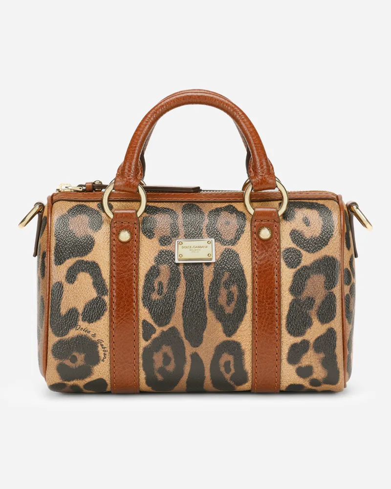 Dolce & Gabbana Bauletto Piccolo In Crespo Leo Con Targhetta Logata - Donna Borse Mini Micro E Pochette Multicolore Multicolore