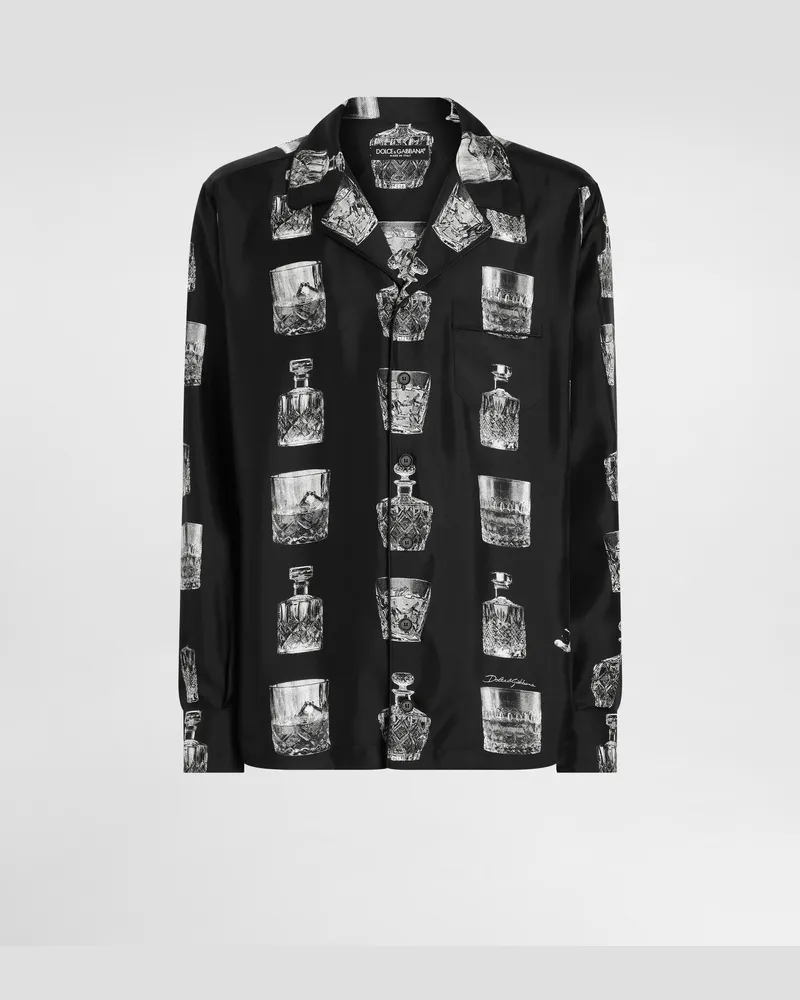 Dolce & Gabbana Camicia In Seta Con Stampa Liquori - Uomo Camicie Stampa Stampa