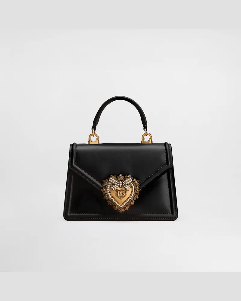 Dolce & Gabbana Borsa Devotion Piccola In Vitello Liscio - Donna Borse A Spalla E Tracolla Nero Pelle Nero