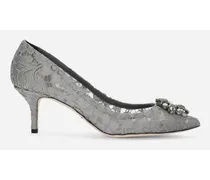 Pump In Taormina Lace With Crystals - Donna Décolleté E Slingback Grigio Pizzo
