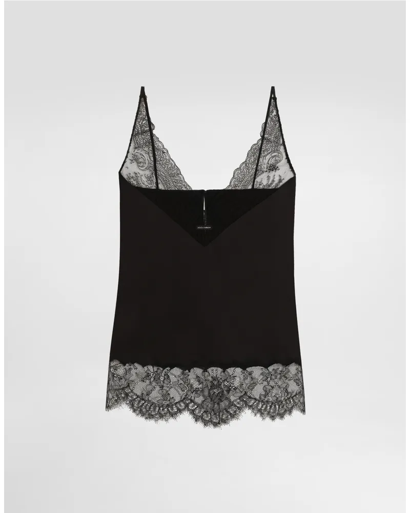 Dolce & Gabbana Top In Raso Di Seta - Donna Camicie E Top Nero Seta Nero