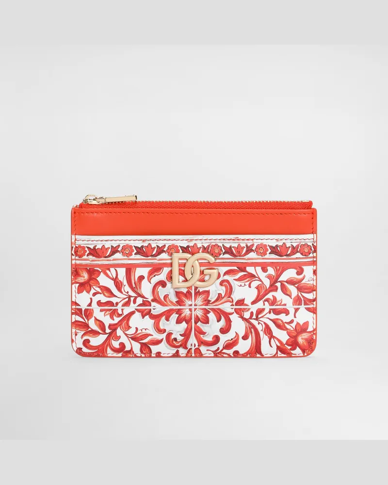Dolce & Gabbana Portacarte 3.5 In Pelle Di Vitello Stampa Maiolica - Donna Portafogli E Piccola Pelletteria Multicolore Multicolore
