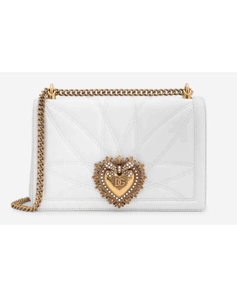 Dolce & Gabbana Borsa Devotion Grande In Nappa Metelasse - Donna Borse A Spalla E Tracolla Bianco Pelle Bianco