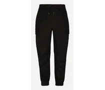 Cotton Cargo Pants With Branded Tag - Uomo Pantaloni E Shorts Nero Cotone