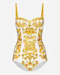 Dolce & Gabbana Costume Intero Balconcino Stampa Maiolica - Donna Beachwear Stampa Tessuto Stampa