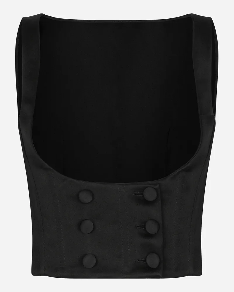 Dolce & Gabbana Gilet Tuxedo Doppiopetto In Duchesse Di Seta - Donna Giacche E Blazer Nero Nero