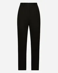 Dolce & Gabbana Pantaloni Vita Alta A Sigaretta In Gabardina Di Lana - Donna Nero Nero