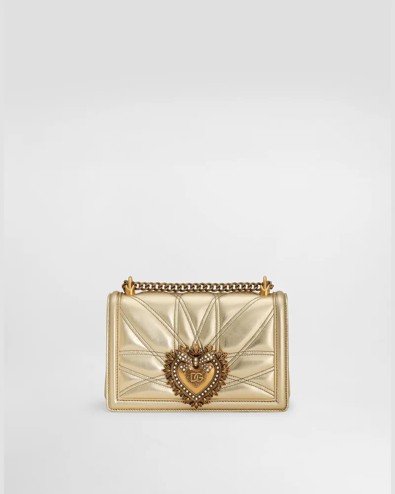 Dolce & Gabbana Borsa Devotion Media In Nappa Matelassé - Donna Borse A Spalla E Tracolla Oro Pelle Oro