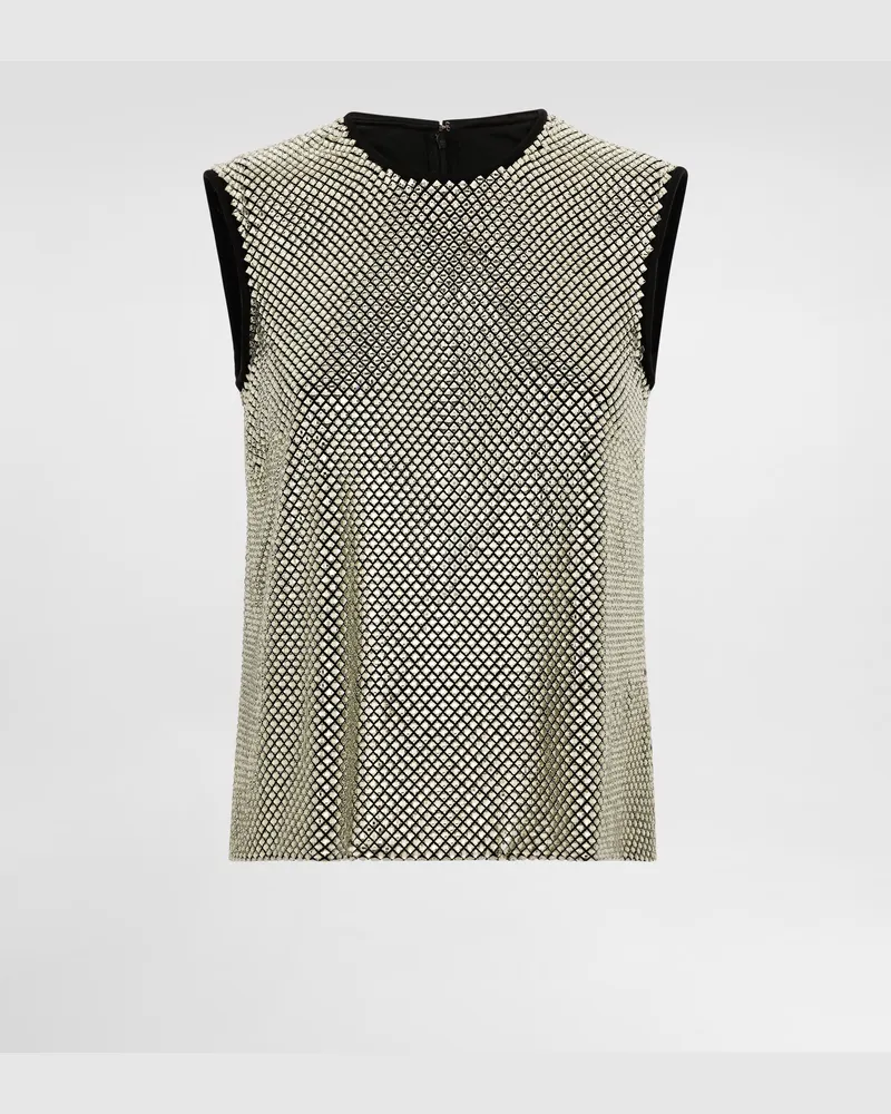 Dolce & Gabbana Blusa Senza Maniche In Crystal Mesh - Donna Camicie E Top Oro Oro