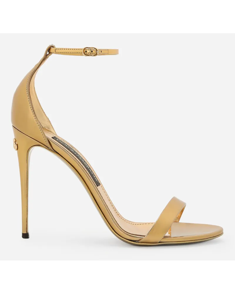 Dolce & Gabbana Sandalo In Pelle Di Vitello Effetto Specchio - Donna Sandali E Zeppe Oro Pelle Oro
