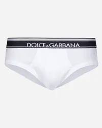 Dolce & Gabbana Bi-pack Slip Medio Cotone Bielastico - Uomo Intimo E Loungewear Bianco Cotone Blu