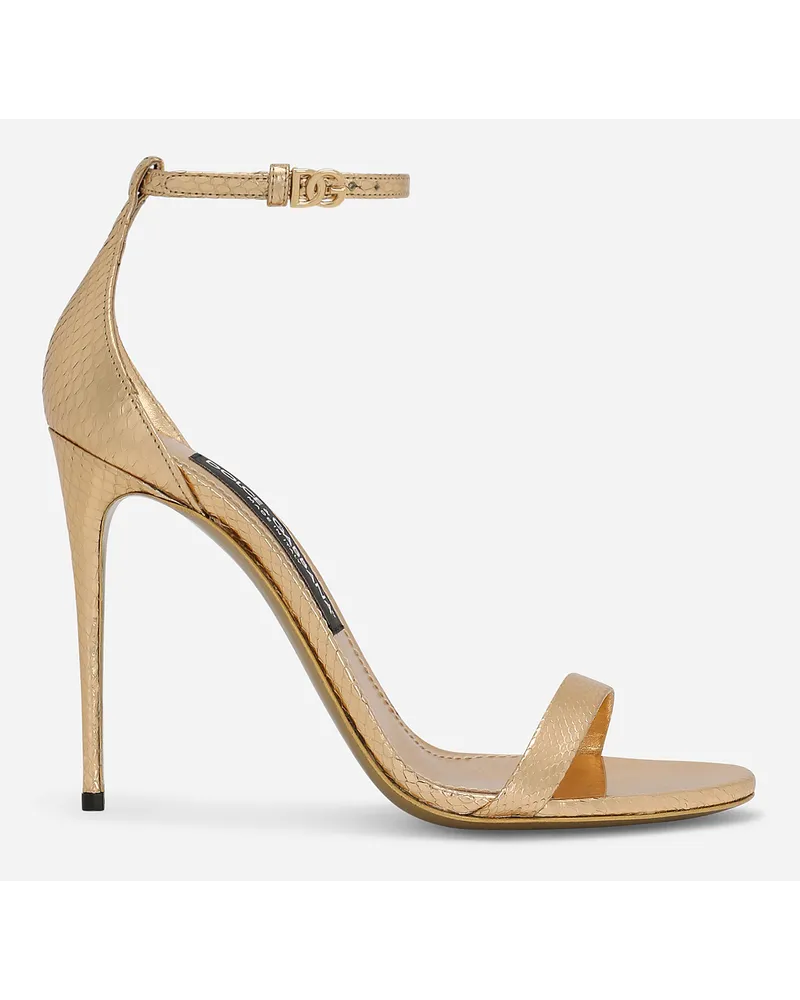 Dolce & Gabbana Sandalo In Pitone - Donna Sandali E Zeppe Oro Oro
