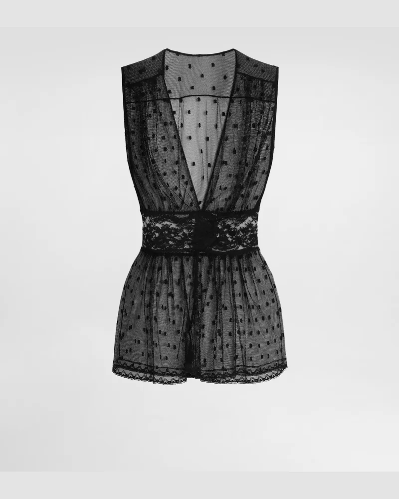 Dolce & Gabbana Top In Rete A Pois - Donna Camicie E Top Nero Nero