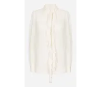 Blusa Con Rouches In Georgette - Donna Camicie E Top Bianco Seta
