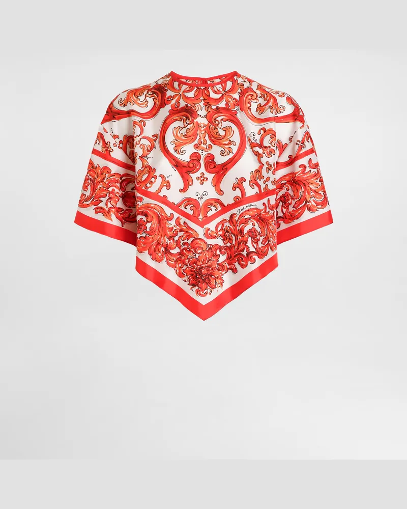 Dolce & Gabbana Top In Seta Stampa Maiolica - Donna Camicie E Top Multicolore Variante