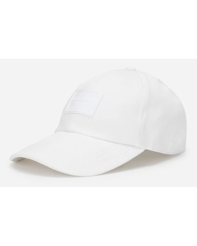 Dolce & Gabbana Cappello Baseball Con Placca Logata - Uomo Cappelli E Guanti Bianco Bianco