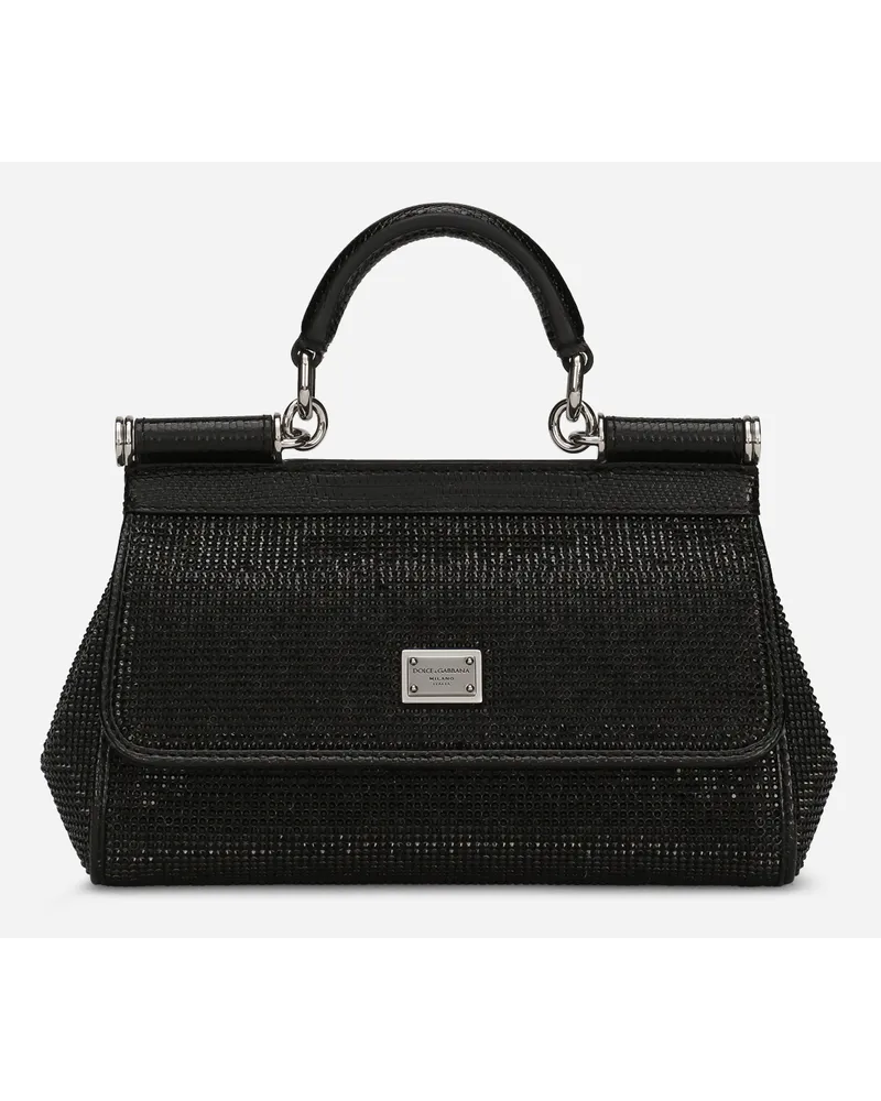 Dolce & Gabbana Borsa A Mano Sicily Piccola - Donna Borse A Mano Nero Viscosa Nero