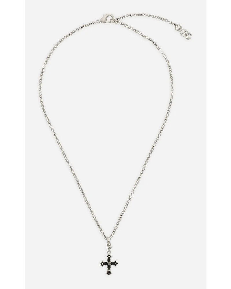 Dolce & Gabbana Collana Catena Sottile Con Croce - Donna Bijoux Argento Metallo Argento