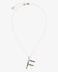 Dolce & Gabbana Pendente F Rainbow Alphabet Con Gemme Multicolor - Donna Collane Oro Oro