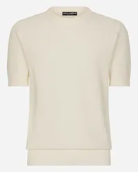 Dolce & Gabbana Maglia In Cotone Con Etichetta Logata - Uomo Bianco Cotone Bianco