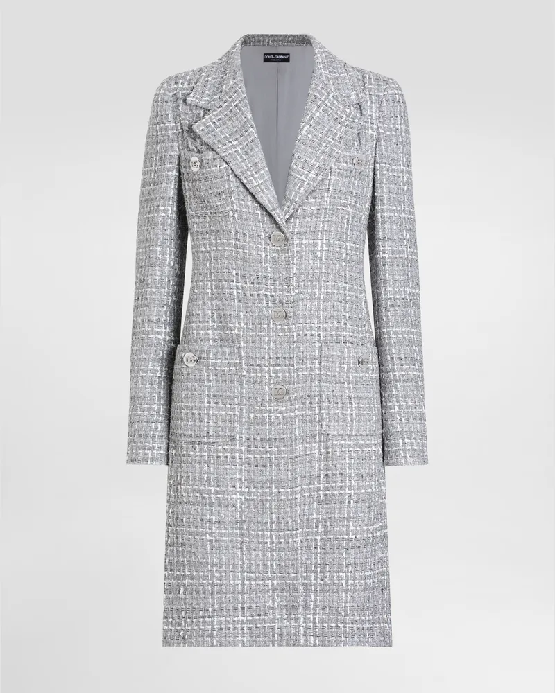 Dolce & Gabbana Cappotto Monopetto In Tweed Bouclé Lamé - Donna Cappotti E Giubbotti Multicolore Quadri-check-tartan