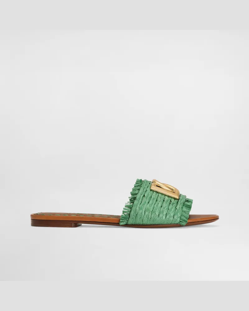 Dolce & Gabbana Ciabatta In Rafia - Donna Slide E Mule Multicolore Multicolore