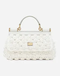 Dolce & Gabbana Borsa Sicily Piccola In Uncinetto Rafia - Donna Borse A Mano Bianco Bianco