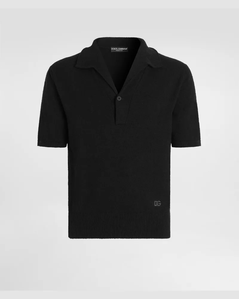Dolce & Gabbana Polo In Misto Cotone - Uomo Maglieria Nero Nero