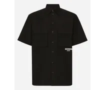 Camicia In Popeline Di Cotone Stampa Logo - Uomo Camicie Nero Cotone