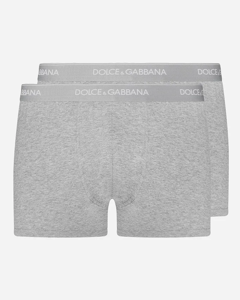Dolce & Gabbana Bi-pack Boxer Regular Cotone Stretch - Uomo Intimo E Loungewear Grigio Cotone Melange