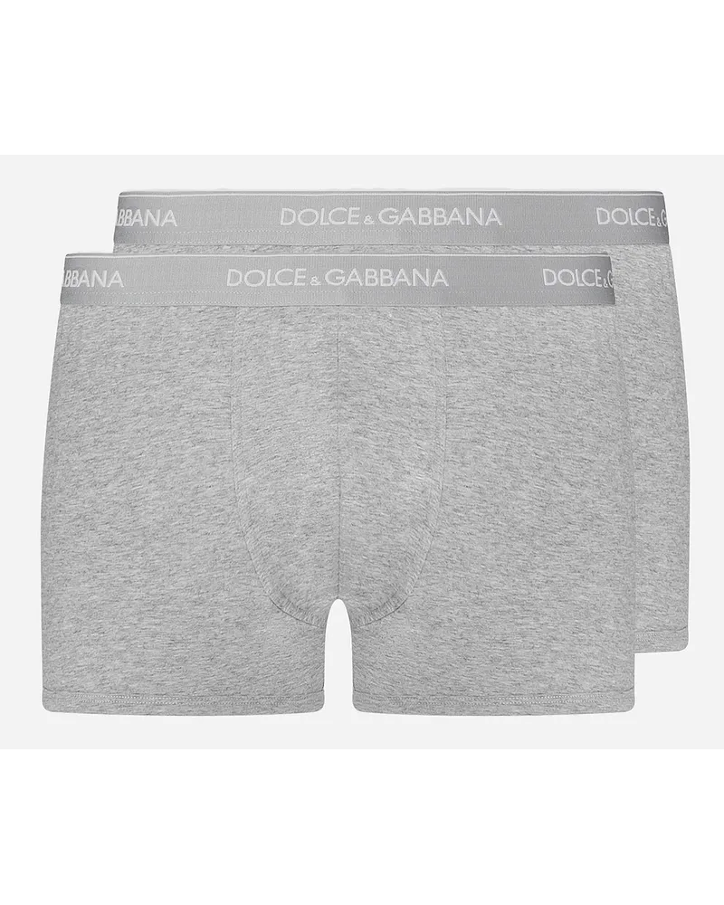 Dolce & Gabbana Bi-pack Boxer Cotone Stretch - Uomo Intimo E Loungewear Grigio Cotone Melange
