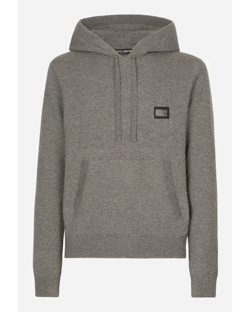 Dolce & Gabbana Maglia Con Cappuccio In Lana E Cashmere - Uomo Maglieria Grigio Lana Melange
