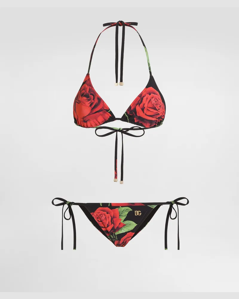 Dolce & Gabbana Bikini A Triangolo Stampa Rose - Donna Beachwear Multicolore Multicolore