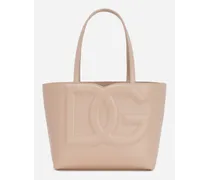 Borsa Dg Logo Bag Shopping Piccola In Pelle Di Vitello - Donna Borse Shopping Cipria Pelle
