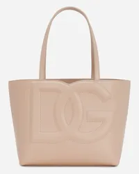 Dolce & Gabbana Borsa Dg Logo Bag Shopping Piccola In Pelle Di Vitello - Donna Borse Shopping Cipria Pelle Cipria