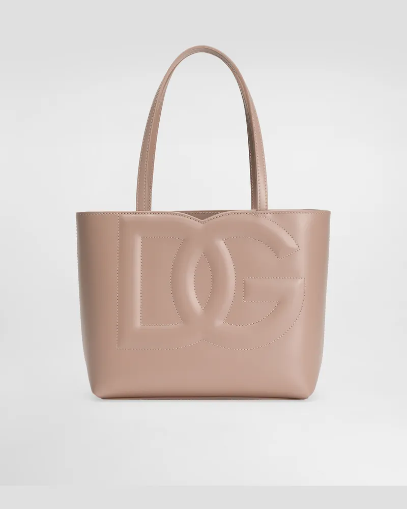 Dolce & Gabbana Borsa Dg Logo Bag Shopping Piccola In Pelle Di Vitello - Donna Borse Shopping Cipria Pelle Cipria