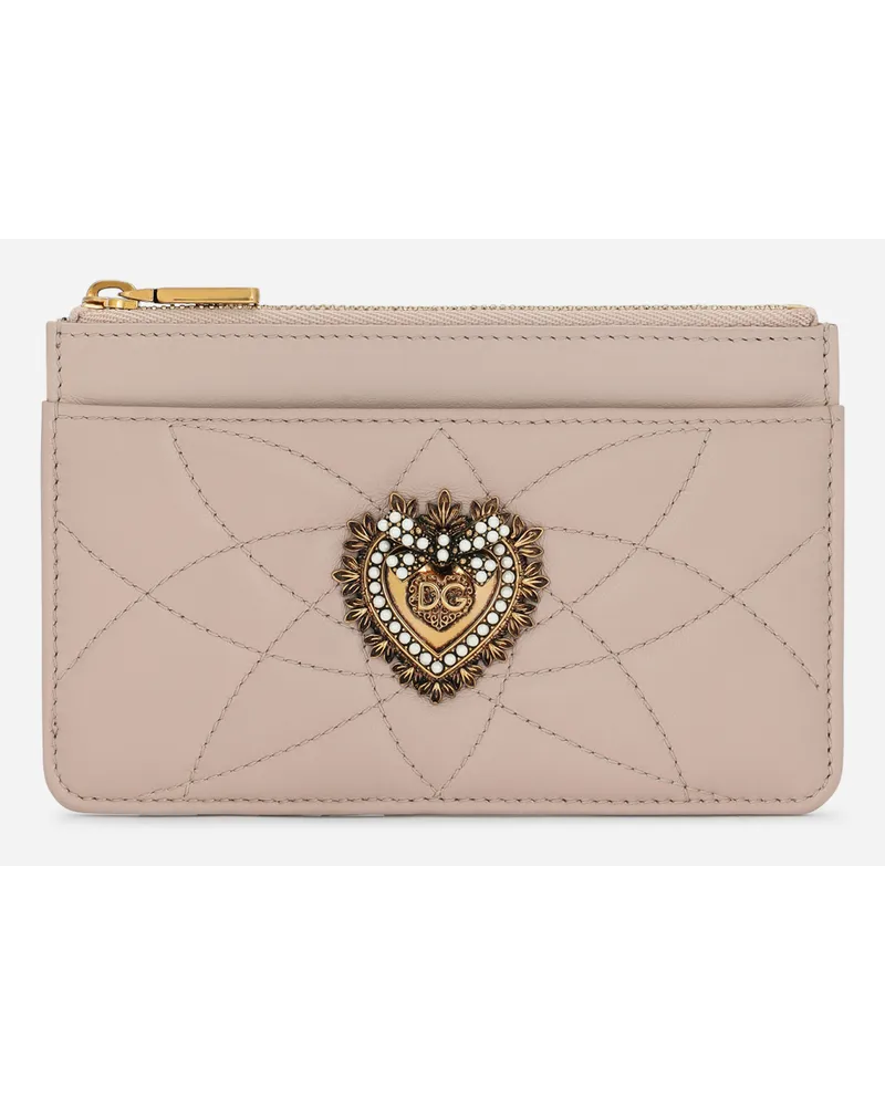 Dolce & Gabbana Portacarte Devotion Medio In Nappa Matelassé - Donna Portafogli E Piccola Pelletteria Cipria Pelle Cipria