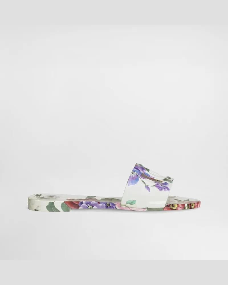 Dolce & Gabbana Slide Beachwear In Gomma - Donna Slide E Mule Stampa Stampa