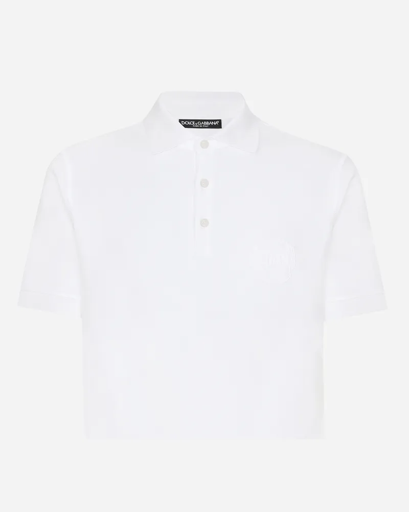 Dolce & Gabbana Polo In Cotone Con Ricamo Logo Dg - Uomo Bianco Bianco