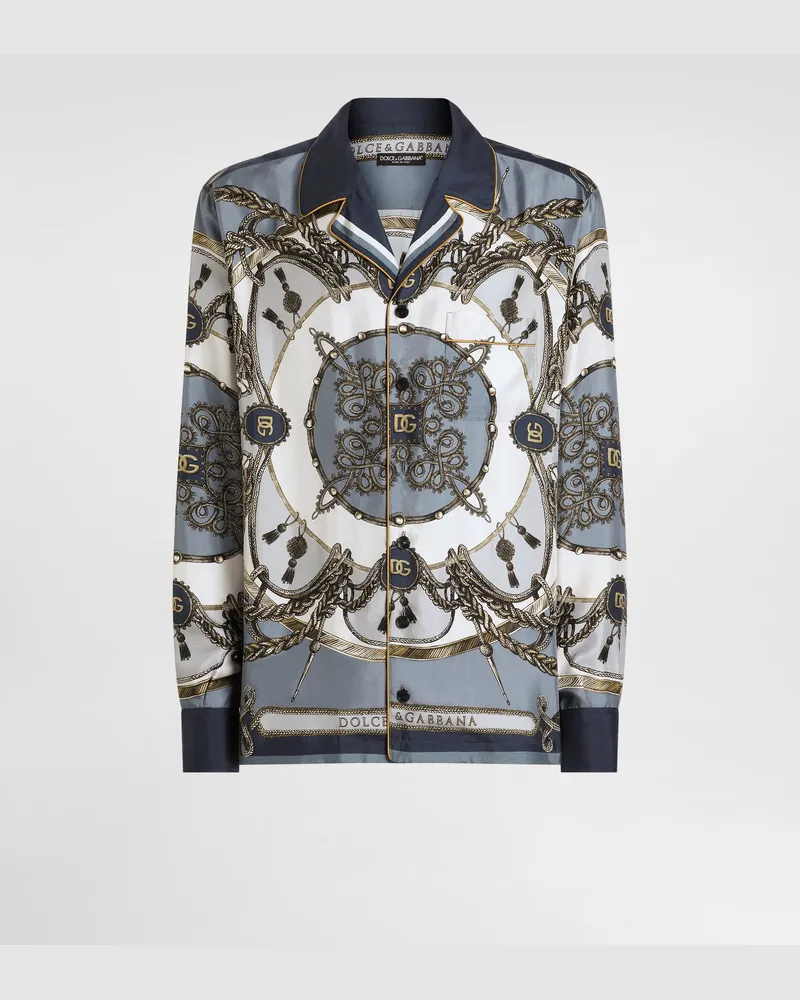 Dolce & Gabbana Camicia In Twill Di Seta Stampa Cargo - Uomo Camicie Multicolore Multicolore