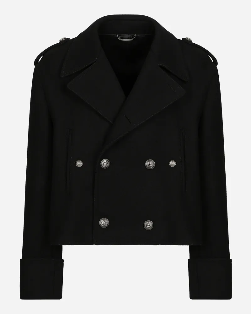 Dolce & Gabbana Cappotto Militare Corto In Lana - Uomo Cappotti E Giubbotti Nero Nero