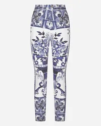 Dolce & Gabbana Jeans Grace In Denim Stampa Maiolica - Donna Denim Multicolore Variante