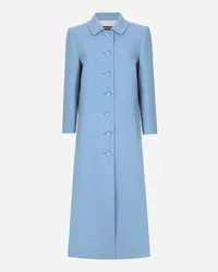 Dolce & Gabbana Cappotto Monopetto In Crêpe Di Lana - Donna Cappotti E Giubbotti Azzurro Azzurro