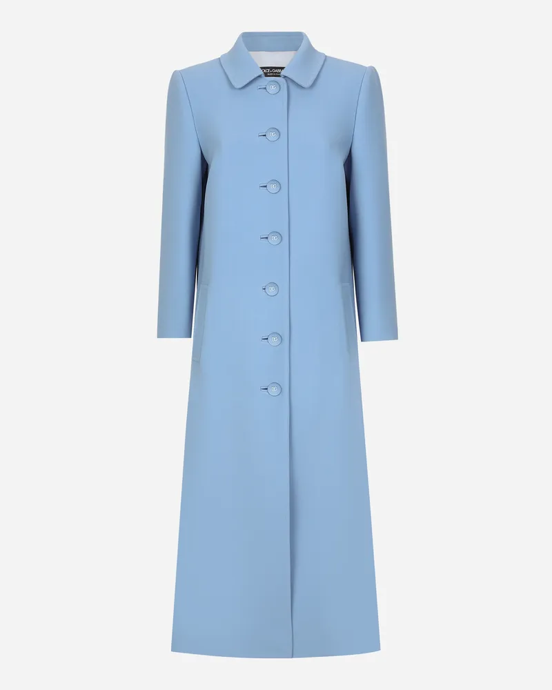 Dolce & Gabbana Cappotto Monopetto In Crêpe Di Lana - Donna Cappotti E Giubbotti Azzurro Azzurro