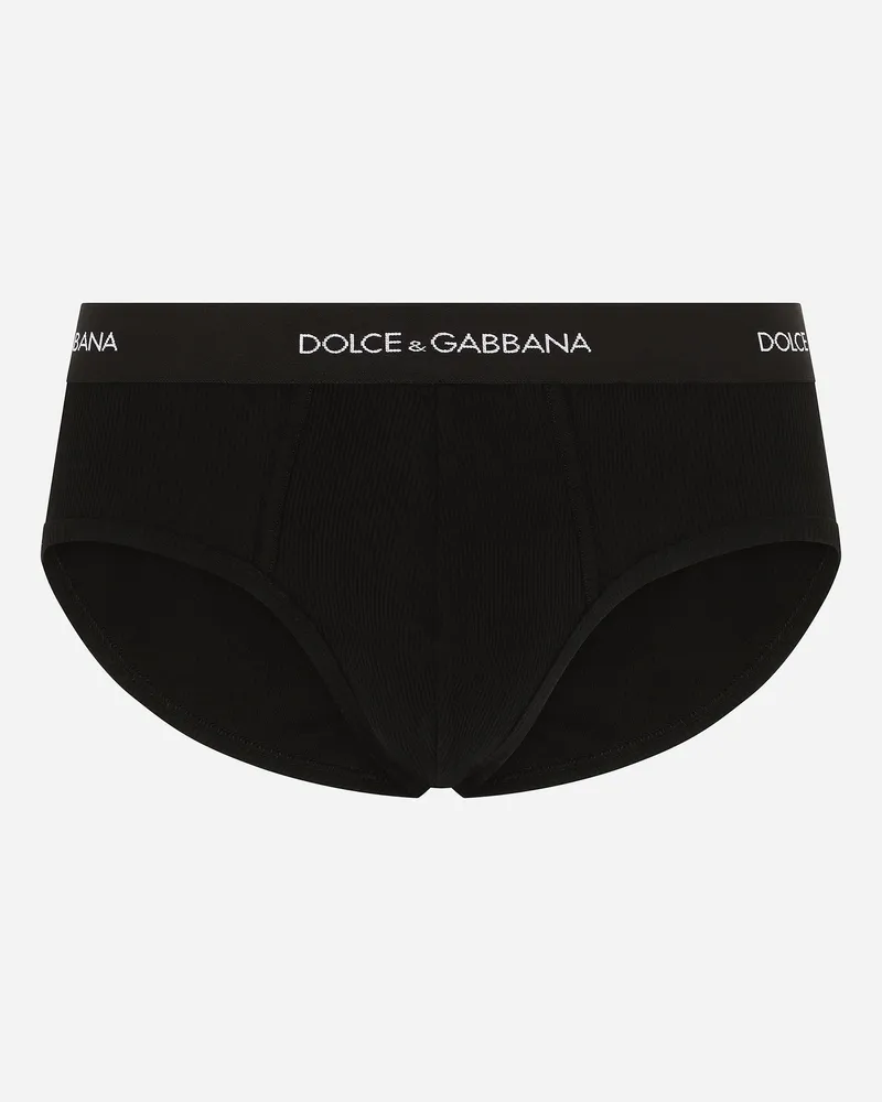 Dolce & Gabbana Slip Brando Cotone A Costine - Uomo Intimo E Loungewear Nero Cotone Nero
