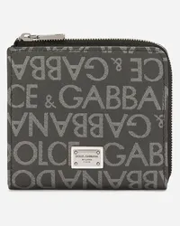 Dolce & Gabbana Portacarte In Jacquard Spalmato - Uomo Portafogli E Piccola Pelletteria Multicolore Tessuto Nero