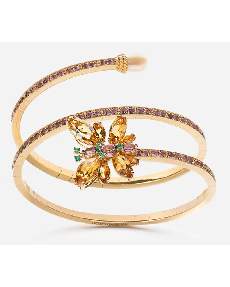 Dolce & Gabbana Bracciale Butterfly Oro Giallo 18 Carati, Citrini, Ametiste E Smeraldi - Donna Bracciali Oro Oro Oro