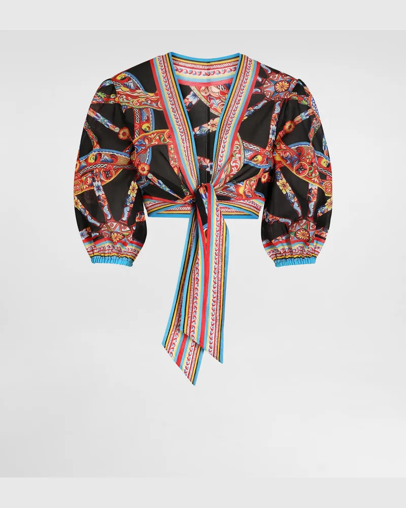 Dolce & Gabbana Top In Batista Stampa Carretto - Donna Camicie E Top Multicolore Multicolore