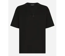 T-shirt In Cotone Con Patch Dg Strass - Uomo T-shirts E Polo Nero